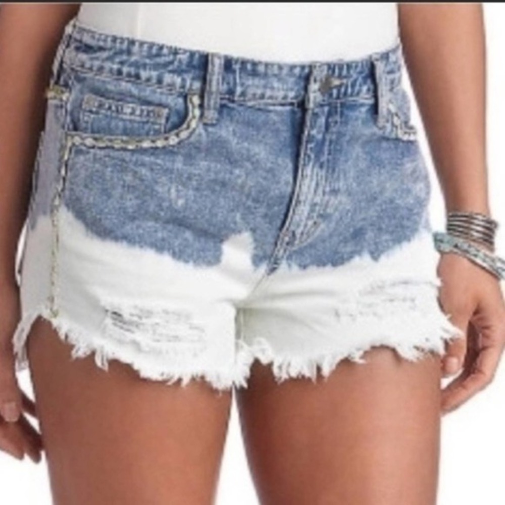 Free People Bleach Dipped Denim Shorts sz 27